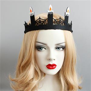 Gothic Black Cobweb Candle Halloween Crown Headwear MS18383