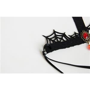 Gothic Black Cobweb Candle Red Gem Halloween Vampire Crown Headwear MS18380