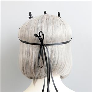Gothic Black Cobweb Candle Red Gem Halloween Vampire Crown Headwear MS18380
