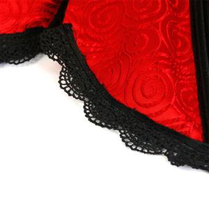 Gothic Red Feather Jacquard Buckle Shoulder Straps Plastic Bone Gauze Hem Overbust Corset N20230