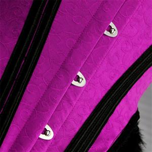 Gothic Purple Feather Jacquard Elastic Wide Straps Plastic Bone Gauze Hem Overbust Corset N20231