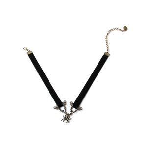 Gothic Style Alloy Spider And Black Cloth Belt Choker Halloween Necklace J19704