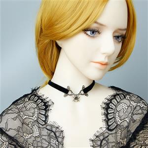 Gothic Style Alloy Spider And Black Cloth Belt Choker Halloween Necklace J19704