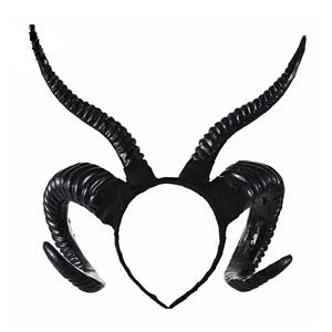 Gothic Dark Department Witch Antelope Horn Headband Halloween Hair Accessory N19533