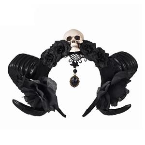 Gothic Black Rose Shofar Hair Hoop Headband Halloween Hair Accessory N19537