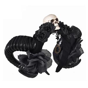 Gothic Black Rose Shofar Hair Hoop Headband Halloween Hair Accessory N19537