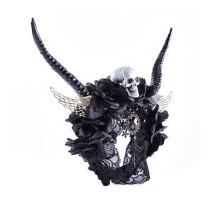 Gothic Lace Rose Antelope Horn Angel Wings Skull Halloween Party Hair Band Accessory N21210