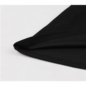 Sexy Gothic Black Sheer Mesh Splicing Lapel Cut-out Ruffle Sleeve High Waist Swing Dress N18873