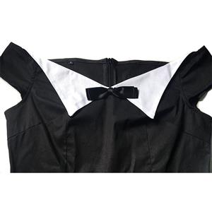 Sexy Gothic Black Off-shoulder Bowknot High Waist Knee-length Dress N18874