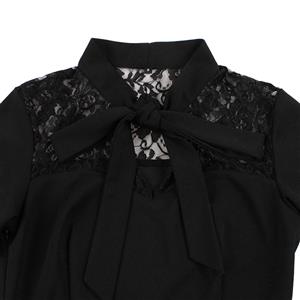 Gothic Lace Batwing Sleeve Dress with Oversized Bow - Sweet Black Mini Dress for Halloween N23813