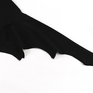 Gothic Lace Batwing Sleeve Dress with Oversized Bow - Sweet Black Mini Dress for Halloween N23813