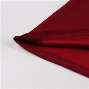 Burgundy Gothic Lace Sweetheart Dress with Batwing Sleeves - Oversized Bow Backless Evening Gown for Halloween N23814