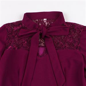 Purple Gothic Lace Sweetheart Dress with Batwing Sleeves - Oversized Bow and Flared Cuffs for Halloween N23815