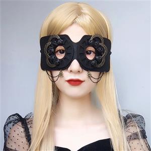 Gothic Black Rose Metal Chains Pendant Adult Masquerade Party Halloween Cosplay Eye Mask MS21392
