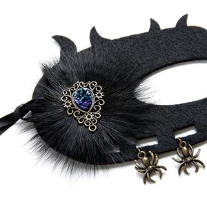 Gothic Gem and Feather Adult Masquerade Party Spider Halloween Cosplay Eye Mask MS21393