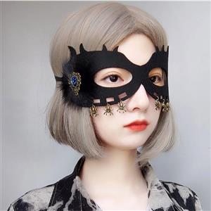 Gothic Gem and Feather Adult Masquerade Party Spider Halloween Cosplay Eye Mask MS21393