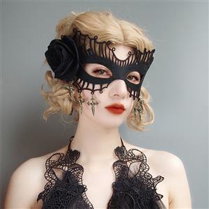 Sexy Black Rose Evil Queen Masquerade Ghost Bride Adult Halloween Cosplay Eye Mask MS21798