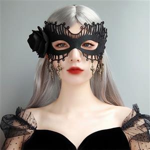 Sexy Black Rose Evil Queen Masquerade Ghost Bride Adult Halloween Cosplay Eye Mask MS21798