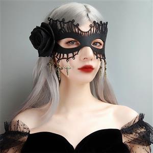 Sexy Black Rose Evil Queen Masquerade Ghost Bride Adult Halloween Cosplay Eye Mask MS21798