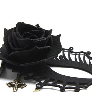 Sexy Black Rose Evil Queen Masquerade Ghost Bride Adult Halloween Cosplay Eye Mask MS21798