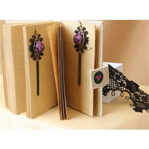Gothic Magnificent Purple Rose Alloy CirrusTassels Earrings J18398