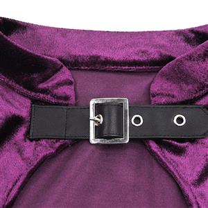 Medieval Victorian Gothic Purple Velvet Stand Collar Long Layered Sleeve Shrug Bolero N19575