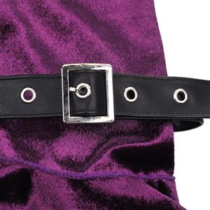 Medieval Victorian Gothic Purple Velvet Stand Collar Long Layered Sleeve Shrug Bolero N19575