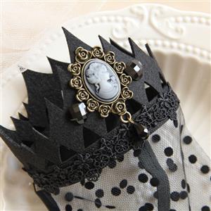 Women's Gothic Queen Crown Jewelry Dotted Mesh Face Mask MS13027