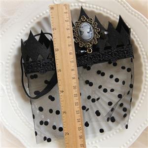 Women's Gothic Queen Crown Jewelry Dotted Mesh Face Mask MS13027