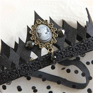 Women's Gothic Queen Crown Jewelry Dotted Mesh Face Mask MS13027