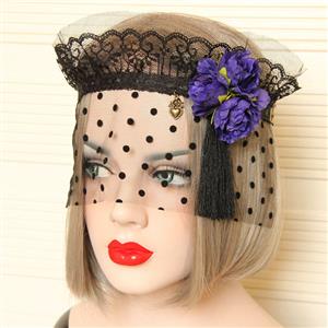 Women's Gothic Queen Crown Flower Dotted Mesh Face Mask MS13028