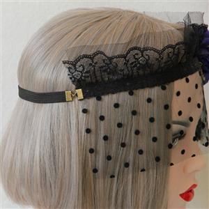 Women's Gothic Queen Crown Flower Dotted Mesh Face Mask MS13028