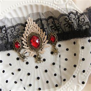 Women's Gothic Queen Crown Dotted Mesh Face Mask MS13029