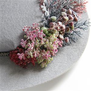 Vintage Flowers and Leaves Princess Bowler-hat Lady Fascinator Party Hairpin Accessory J21676