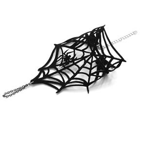 Gothic Spiderweb Hand Chain - Halloween Finger Jewelry with Black Spider Charm and Adjustable Fit J237834
