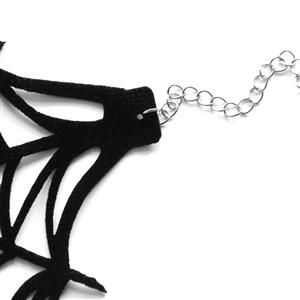 Gothic Spiderweb Hand Chain - Halloween Finger Jewelry with Black Spider Charm and Adjustable Fit J237834