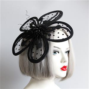 Gothic Style Black Petal Lace Dots Beads Wire Decoration Hairpin Head Decoration J20193