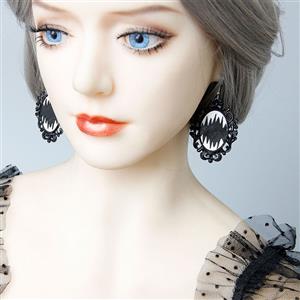 Gothic Black Wavy Badge Halloween Pendant Earrings J19680