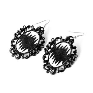 Gothic Black Wavy Badge Halloween Pendant Earrings J19680