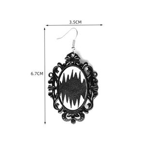 Gothic Black Wavy Badge Halloween Pendant Earrings J19680