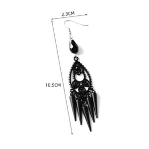 Gothic Style Gorgeous Black Bead Drop-shaped With Small Conical Drop Earrings J19986