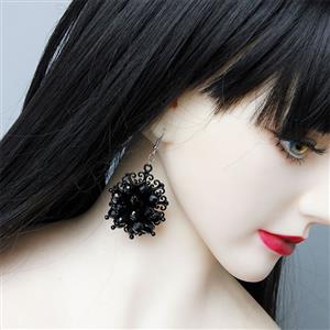 Gothic Style Metal Modeling With Black Beads Masquerade Party Pendant Drop Earrings J20107