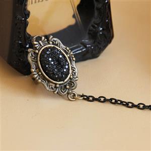 Fashion Black Gothic Lace Wristband Hand-made Flower Bracelet with Ring J17875