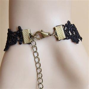 Fashion Black Gothic Lace Wristband Euripean Style Bracelet with Ring J17878