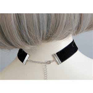 Gothic Black Velvet Rhinestone Embellishment Choker Necklace J18802