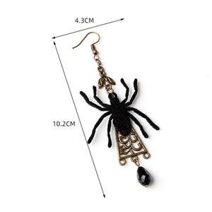 Gothic Black Spider and Bead Halloween Pendant Earrings J19679