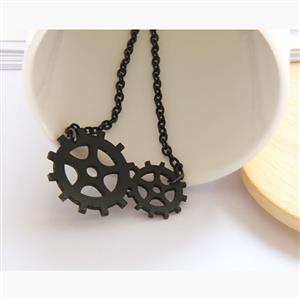 Gothic Metal Chain Wristband Time Wheel Embellishment Bracelet J17836