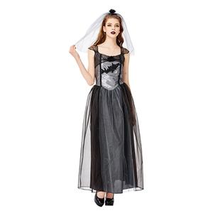 Gothic Vampire Multi-layered Mesh Long Wedding Dress Adult Ghost Bride Costume N19443