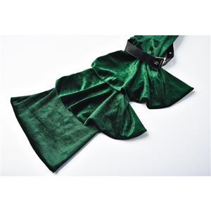 Medieval Victorian Gothic Dark-green Velvet Stand Collar Long Layered Sleeve Shrug Bolero N20168
