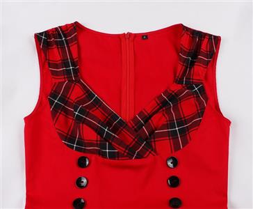 Gothic Vintage Plaid Sleeveless Dress for Halloween N237808
